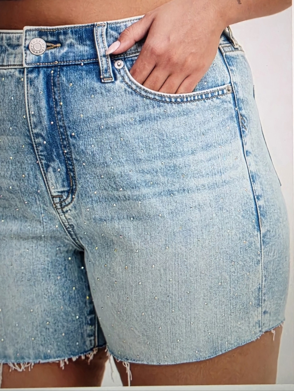 New Torrid 5" High-Rise Rhinestone Denim Shorts Size 22